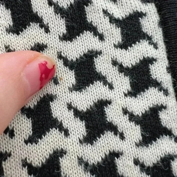 Vintage Norton McNaughton Black and White Houndstooth Zip Up Sweater Size XL - Picture 6 of 6